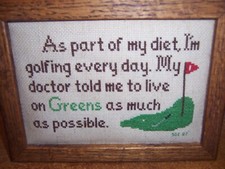 HANDMADE WOODEN BOX WITH NEEDLEPOINT LID - GOLF MOTIF