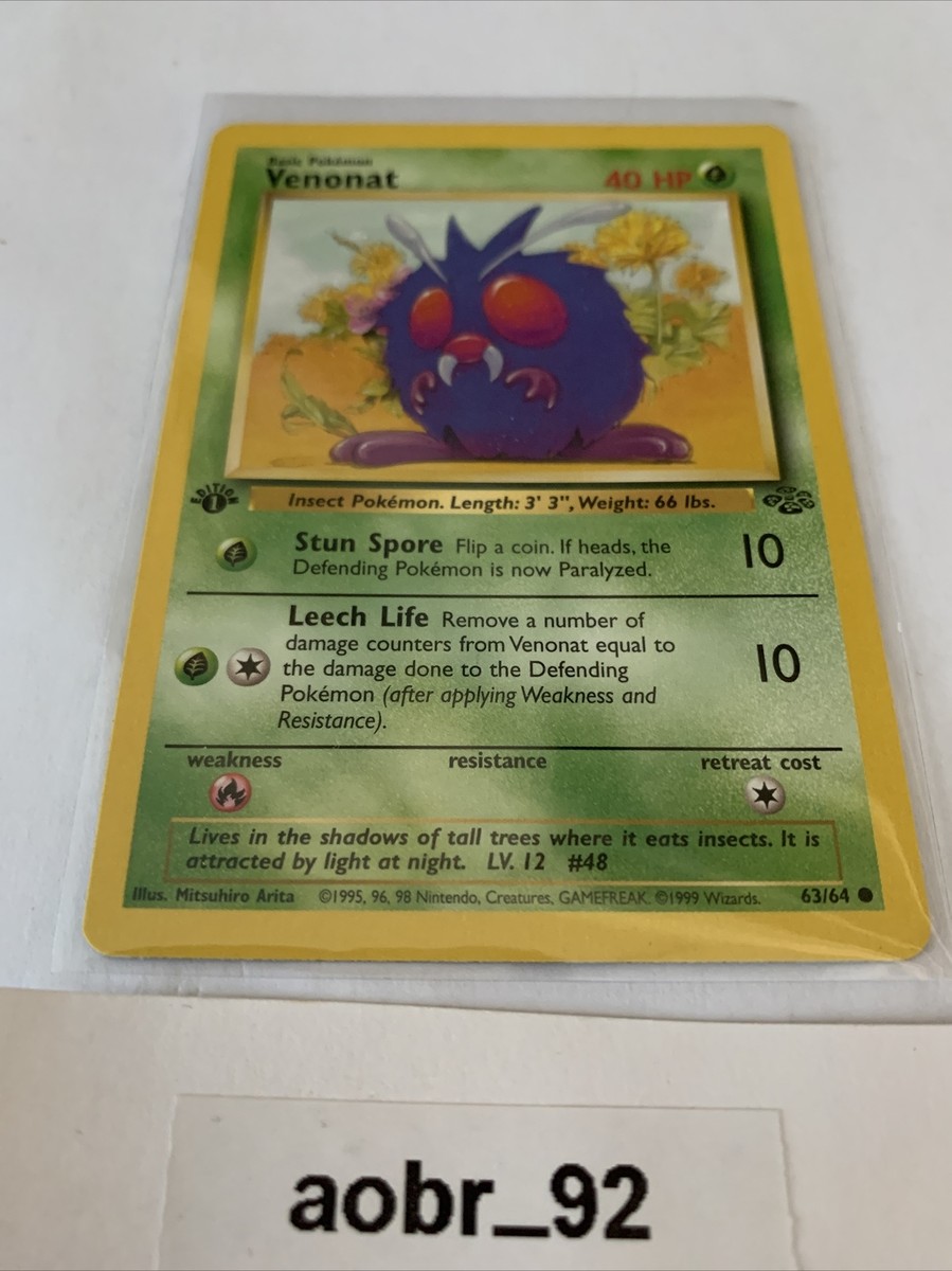 first edition venonat pokemon card Venonat Pokemon Card 1st Edition Jungle 63/64