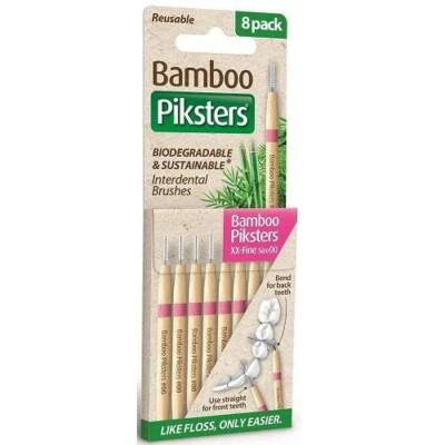 Piksters Bamboo Interdental Brush - Size 00 Pink 0.60mm - 8 Brushes Per Pack