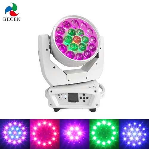 White Led 19x15W RGBW 4in1 Zoom Led Moving Head Light Wash Lights Wedding Show - Picture 2 of 15