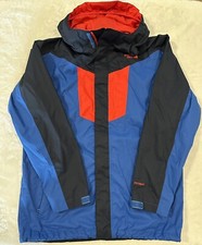 The North Face Jacket Boys XL Hyvent Blue Black Red Spellout Hood Rain Guard