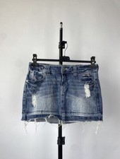 Vintage Y2K Distressed Jean Mini Skirt XS Size W 27in