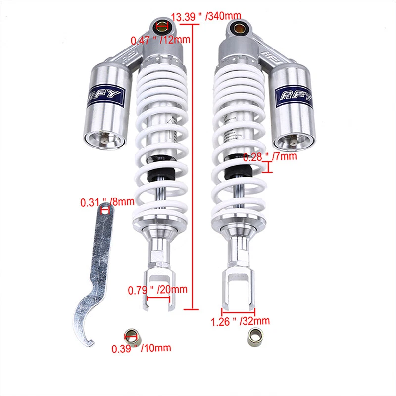 Amortiguadores de aire amortiguadores traseros RFY 340mm para motocicleta aptos para Honda Harley Yamaha Foto 2 de 4