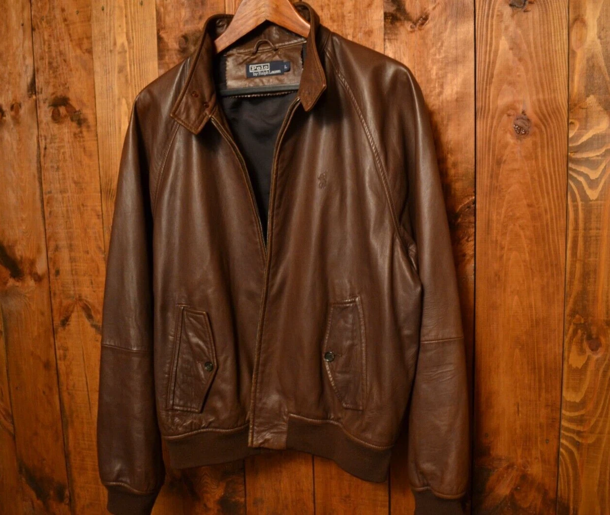 POLO RALPH LAUREN FRANCE BOMBER PILOT LAMBSKIN LEATHER JACKET 44-L