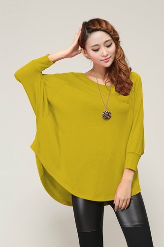 Stylish Womens Batwing Loose Crew Neck Quality Knitted Asymmetric Top / Jumper - Picture 23 of 29