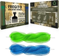 African Net Sponge Authentic - 2 Pack Shower Loofah Sponge Body Scrubber, Gentle