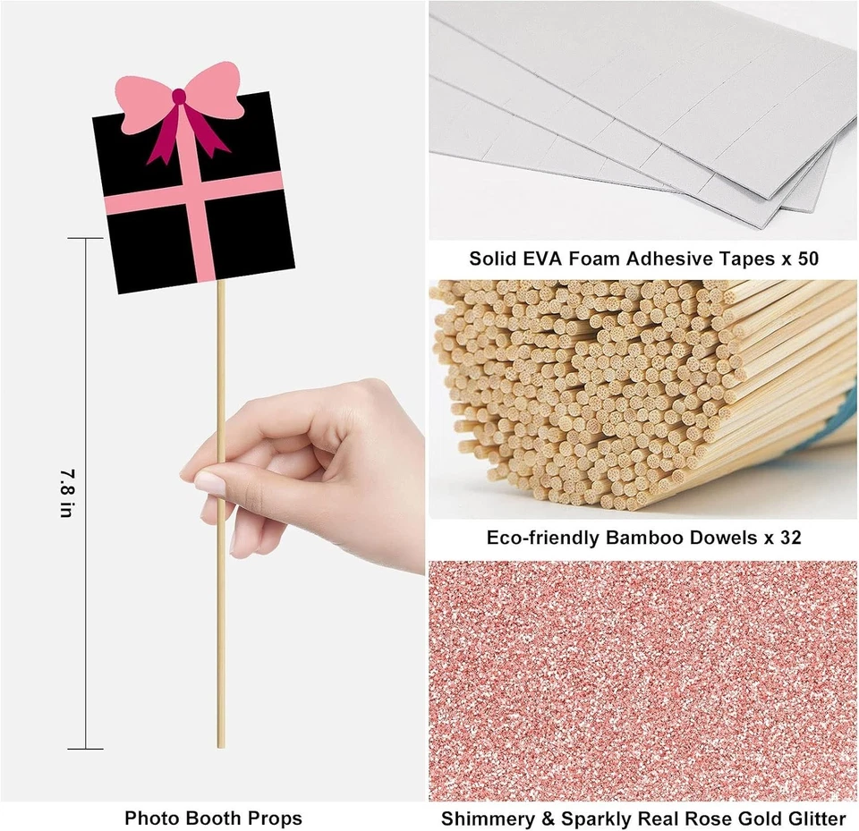 Набор реквизита для фотокабины на день рождения 30 шт. | подарки и украшения для вечеринок из розового золота - Изображение 4 из 4