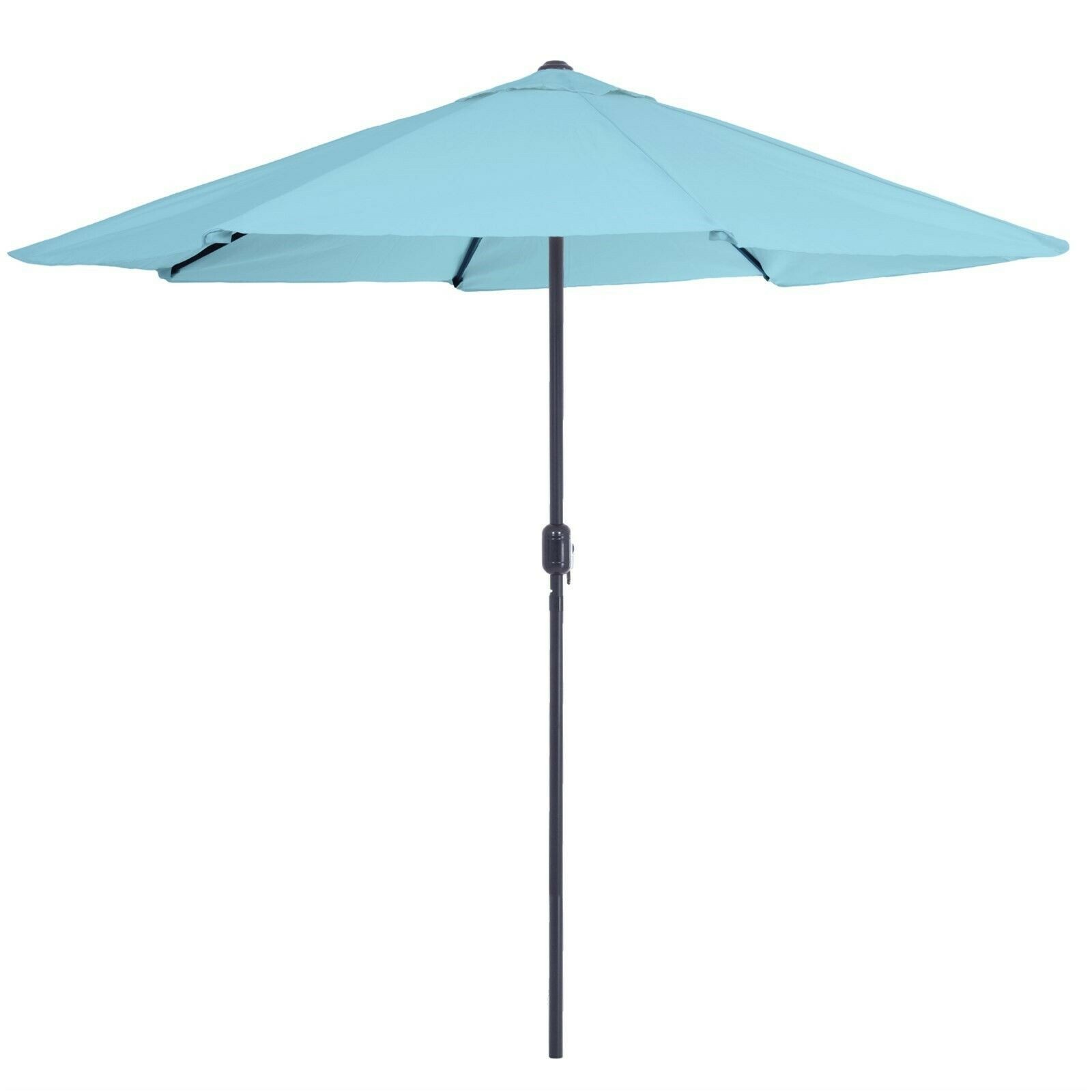 9 Foot Aluminum Pole Patio Umbrella with Crank Blue Canopy