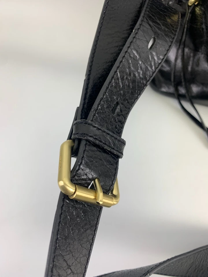 HOBO Original Black Glazed Leather Crossbody Adjustable Flex Frame Purse Bag Zip - Image 2 of 4