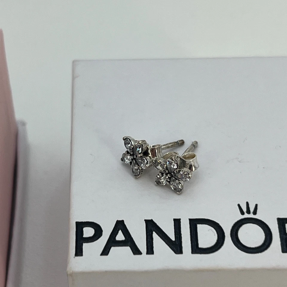 Pandora Brillante Copo de Nieve Pendientes Plata de Ley 925 ALE Transparente Circonita Foto 4 de 4