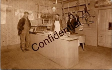 Real Photo Interior Butcher Meat Market Butcher Shop Carthage Texas TX RPPC V264