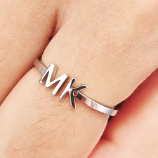 Custom Two Letter Initials Name Ring Couple Gift Jewelry Adjustable Gold Women