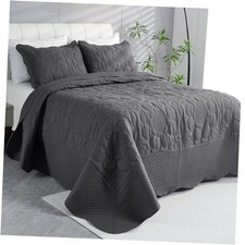 Quilt Set King Size Soft Lightweight Dark Grey King 106"x96" Style5 Dark Grey