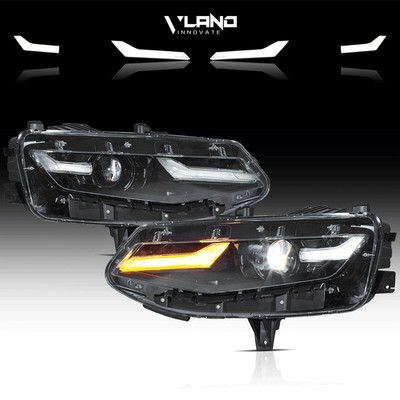 Pair VLAND Full LED Dual Beam Projector Headlights For 19-2024 Chevrolet Camaro