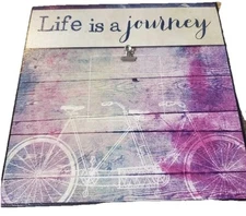 Life is a journey square bike Farmhouse Rustic table/wall decor W/ Clip For Pic