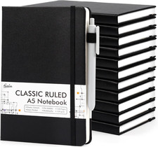 12 Pack Notebooks Journals Bulk with 12 Black Pens, A5 Hardcover Notebook Class