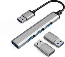3-in-1 USB Hub, 1 USB 3.0, 3 USB 2.0 Ports, 2 USB-C to USB-A Adapters, Multi