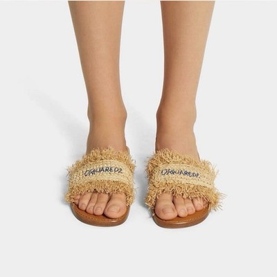 Dsquared2 Fringe Summer Lovers Sandals Slides 38 Brand New