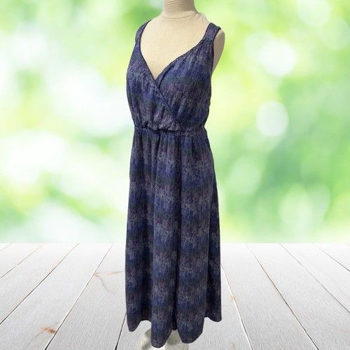 UNIVERSAL THREAD Maxi Sundress Sz 2X Blue Linen Blend Surplice Pockets Strappy - Picture 8 of 11