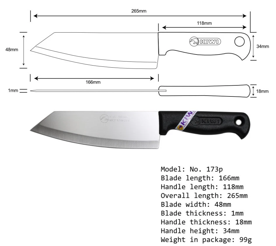 2 x Cuchillo de cocina tailandés utilitario Santoku Chefs Kiwi #173P 10,5 pulgadas 3 oz Foto 2 de 3
