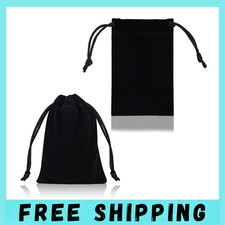 50 Pcs Velvet Jewelry Gift Bags Drawstring Pouches 3X4 Inch Black Party Favors