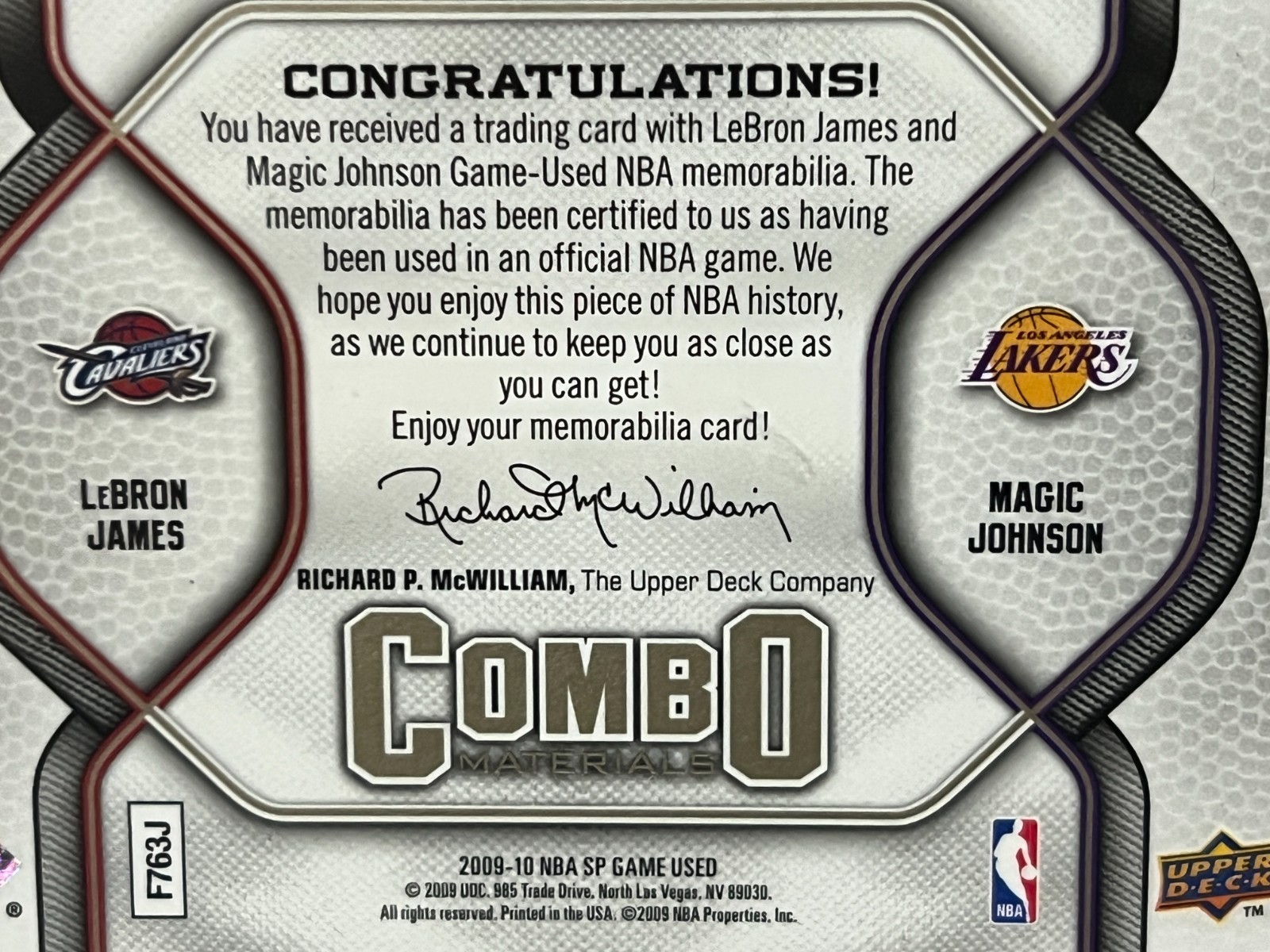 2009-10 Lebron James Magic Johnson SP Game Used Edition Combo Materials /155 BGS view 5