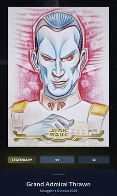#ad Admiral Thrawn Stellar Art Gold 50cc Star Wars Card Trader Smuggler’s Outpost $9.99