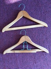 lot of 2 Vintage wooden coat hangers 1 combo for jackets/pants  1 jacket