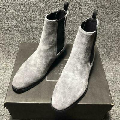 Fashion Mens Pointy Toe Suede Chelsea Ankle Boot Dress Runway