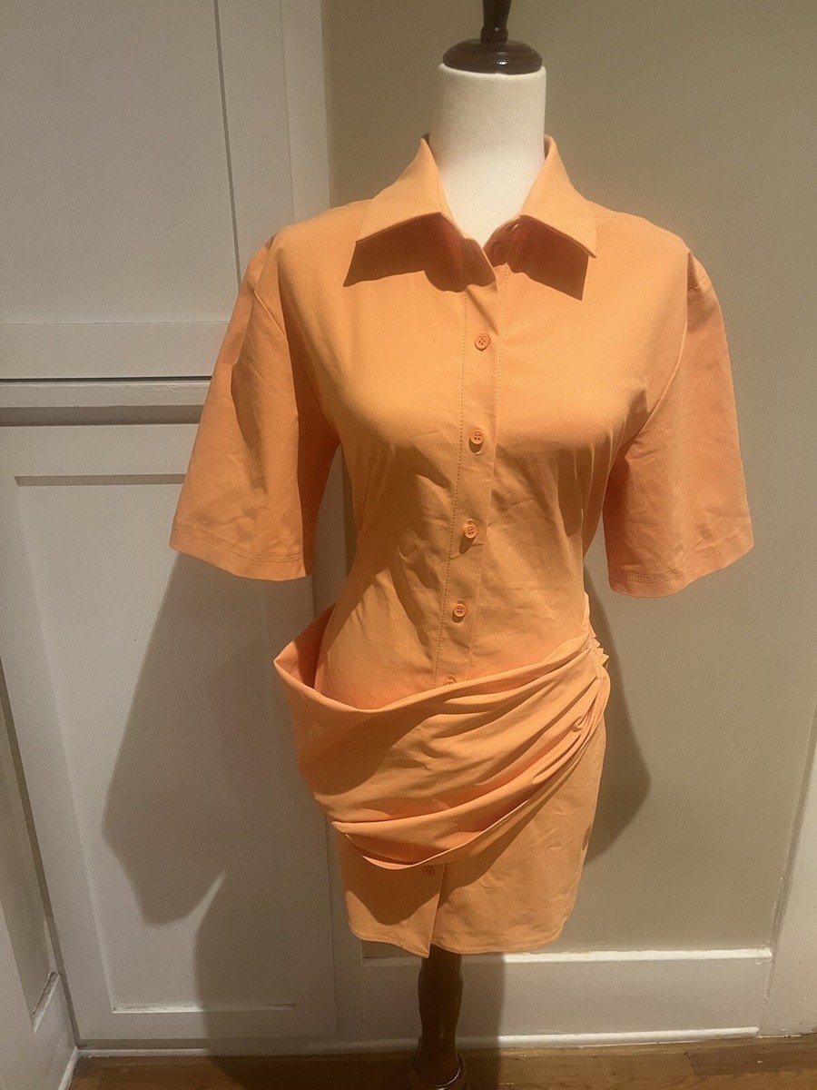 Jacquemus Orange Le Raphia La Robe Camisa- Size 36/XS- NWT
