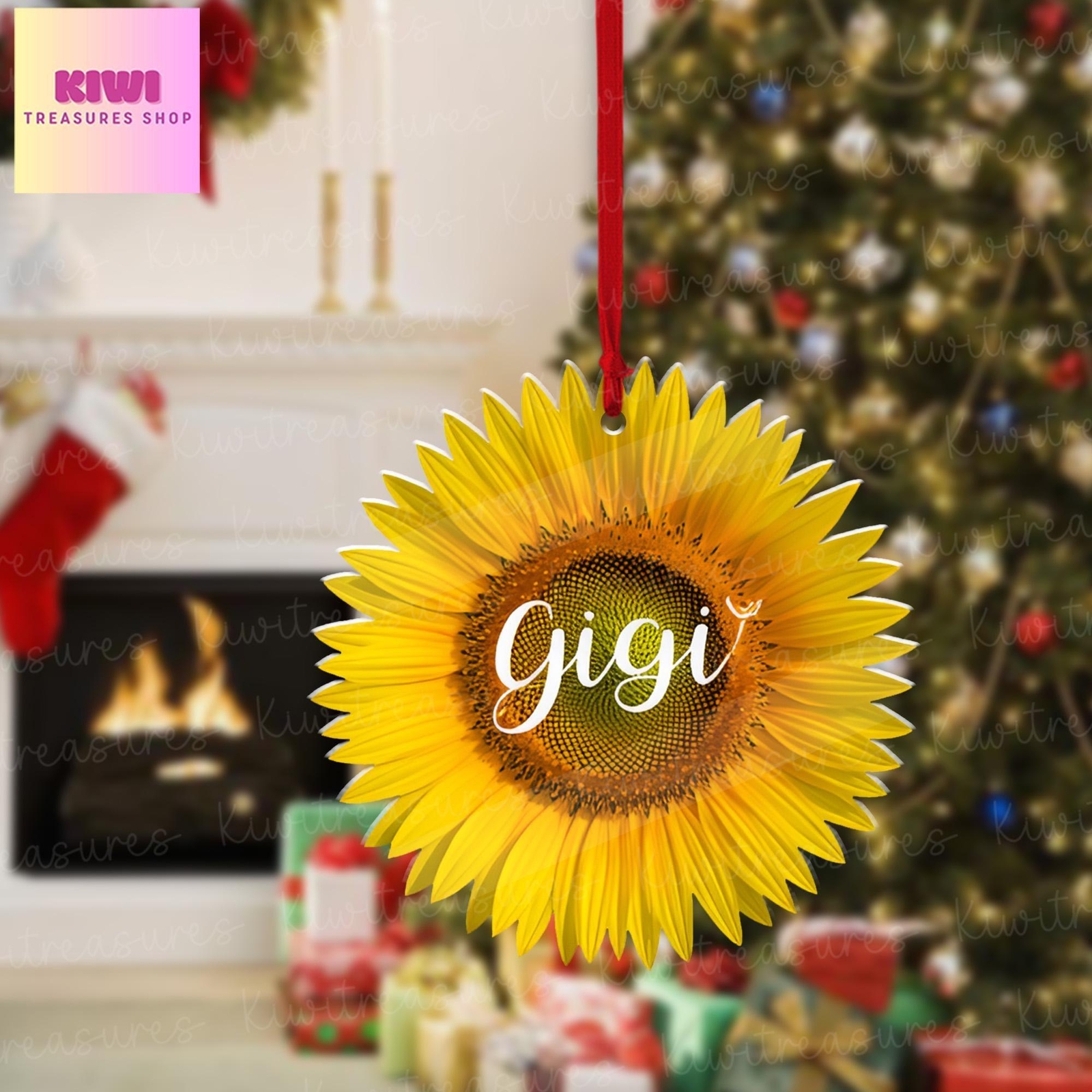 Personalized Sunflower 2D FLAT Ornament Decor  Sunflower Christmas  Christmas