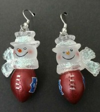 NFL Logo Football Snowman Head Scarf Dangle Earrings NFL Winter Sports Team