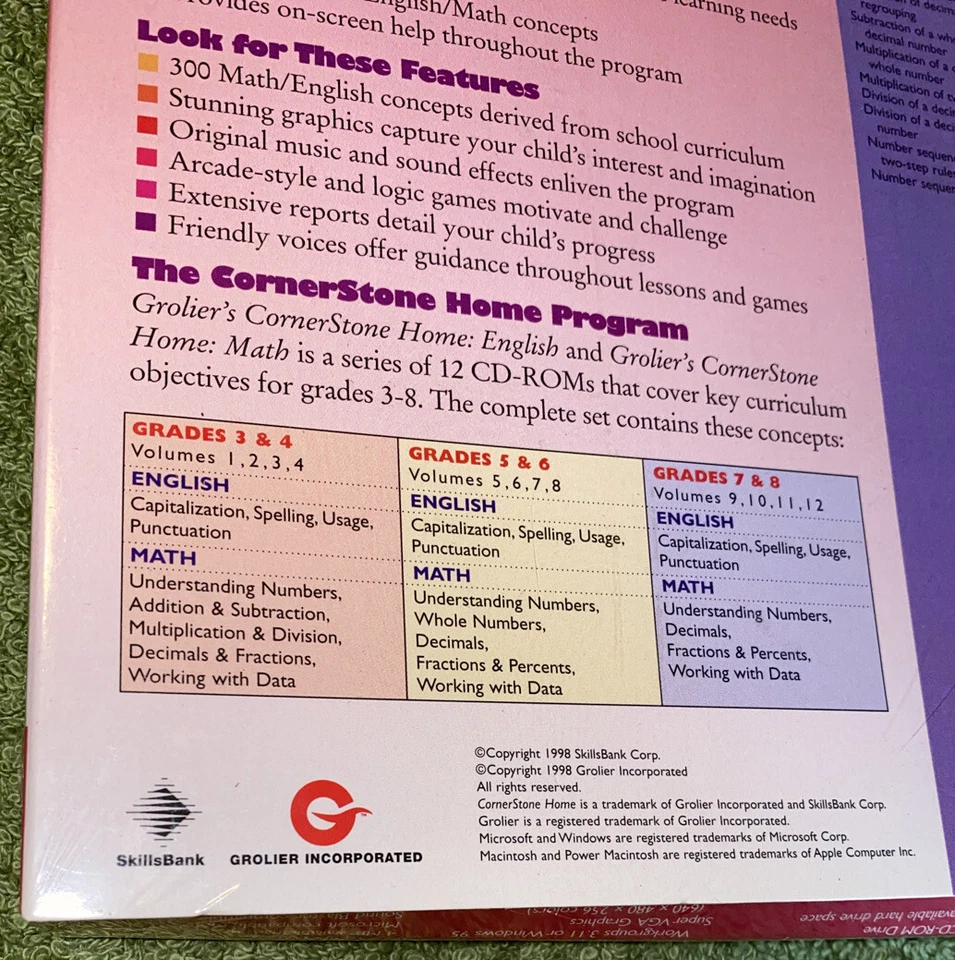 Grolier's Cornerstone Home Math Understanding Numbers Grades 7-8 CD-ROM #9 New - Image 3 of 4