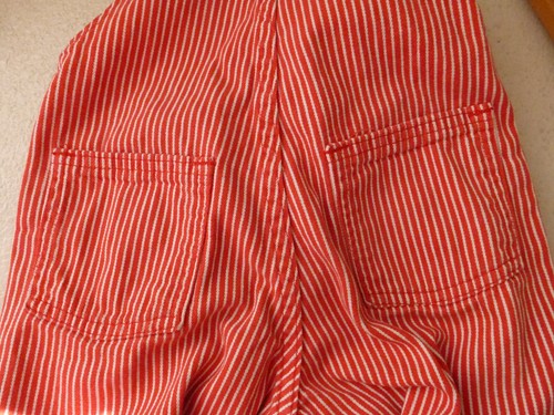 OshKosh BGosh Vtg Vestback Bib Overalls Size 4 Red Railroad Stripe Denim USA - Picture 6 of 21