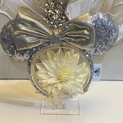 NWT Disneyland Paris Silver and Gold Sequin Castle Mickey Minnie Ears Headband Disney 30th Disneyland Paris Sequin Tinker Castle Headband  main image 4