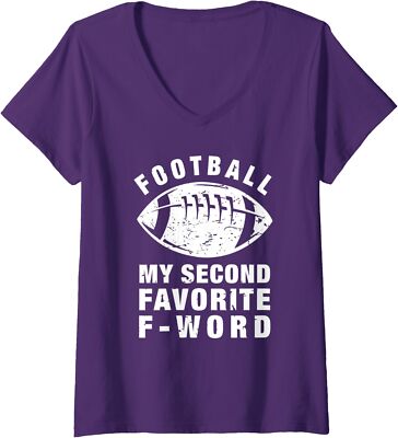 Football is My Second Favorite F Word Sport Design Ladies' V-Neck Tshirt