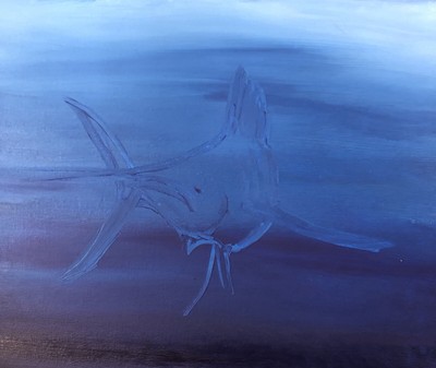Acrylic Painting of a Marlin, titled Ghost Marlin. 