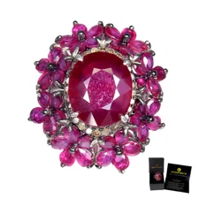 925 Sterling Silver Ring Oval Ruby 14x12mm Diamond Gemstone Jewelry Handmade 8