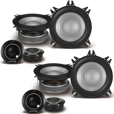 (2-Pairs) Alpine S2-S40C 4'' 2-way Hi-Res Component Speaker System