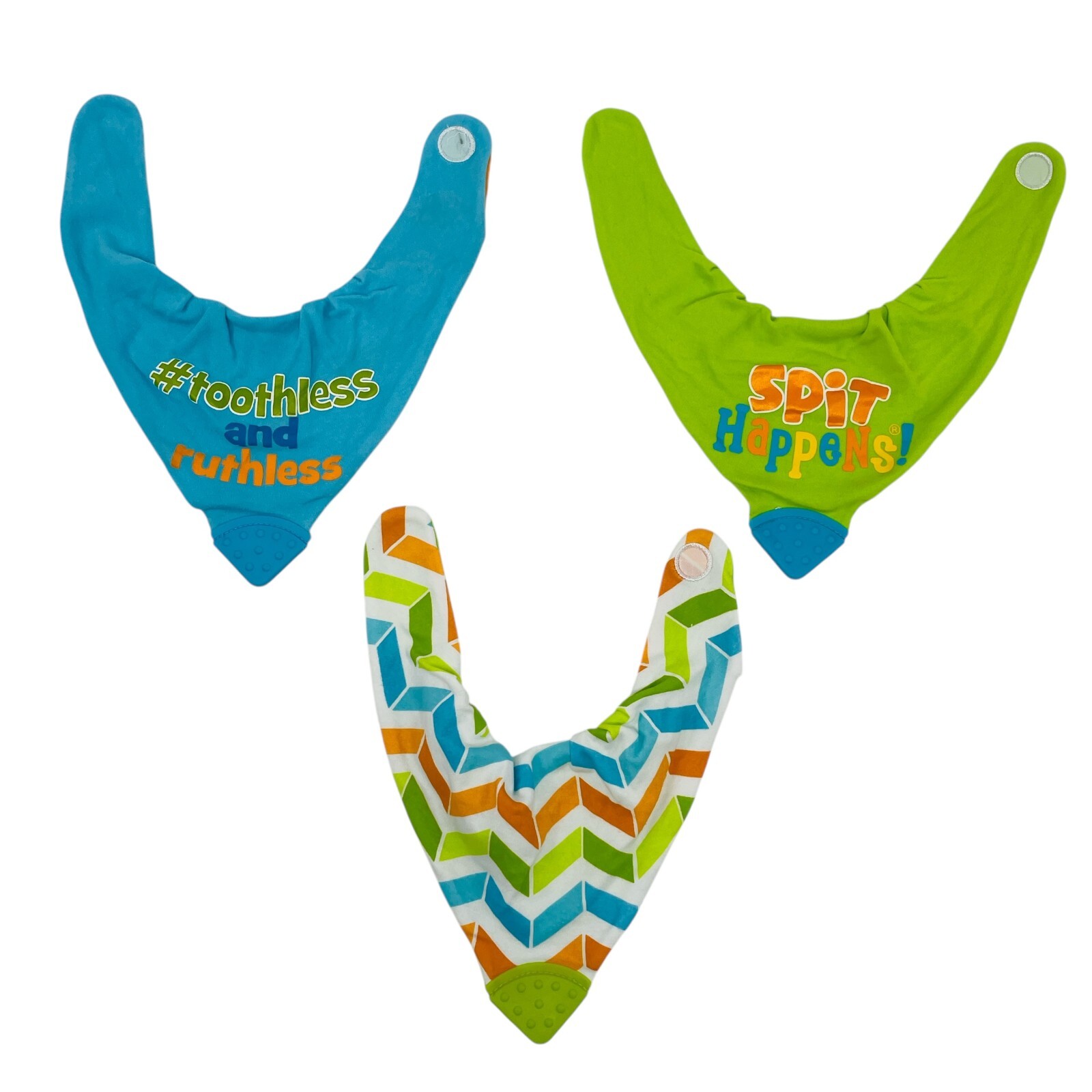 Neat Solutions Baby 3 Pack Reversible Bandana Bib Silicone Teethers Green & Aqua