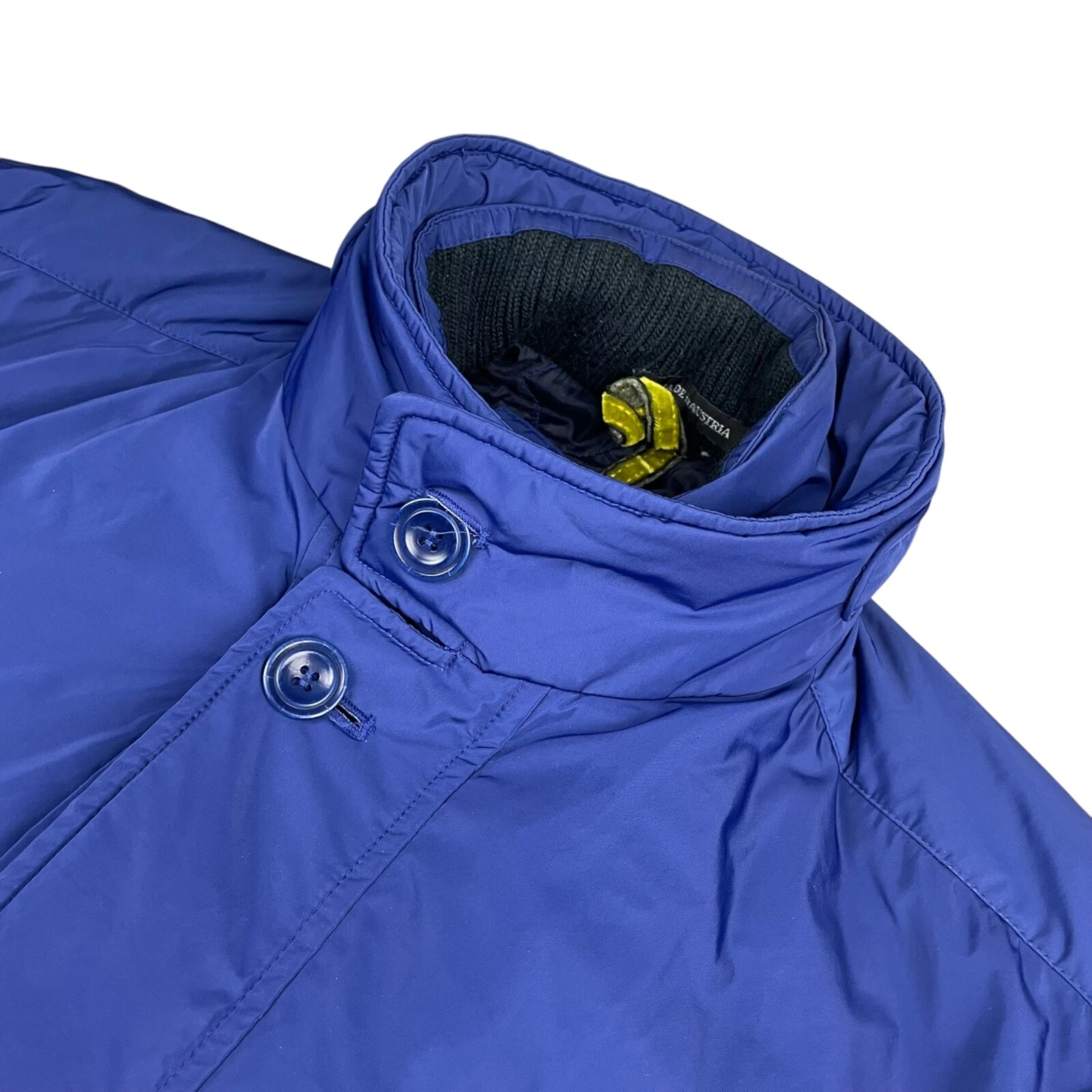 VETEMENTS Schneiders Salzburg Cappotto Uomo Full Zip Bottone Puffer Blu • Large 40 US