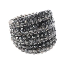 Hermatite Tone Stretch Metal Ring With Crystal Rhinestone R1251-HBD