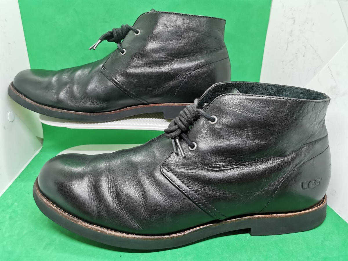 UGG Chukka Ankle Boots F190161 Black Leather Men display picture 2