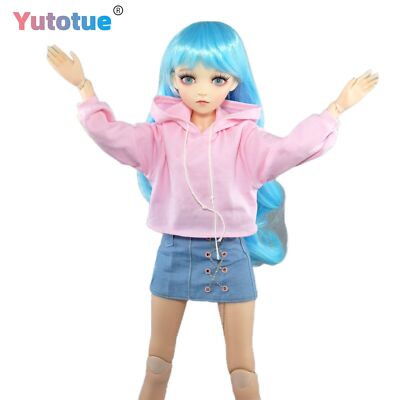 Yutotue 60cm Cute Girl Doll w/ Blue Curly Wig Clothes Shoes Set BJD Toy Lifelike