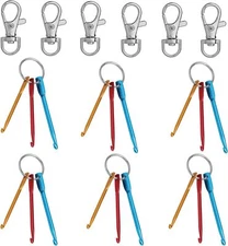 6 Sets Mini Crochet Hooks with Keychain and Swivel Hooks Aluminum Knitting Ne...