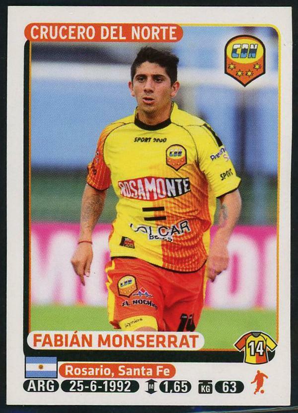 Fabian Monserrat Crucero del Norte Argentine #131 Soccer Sport