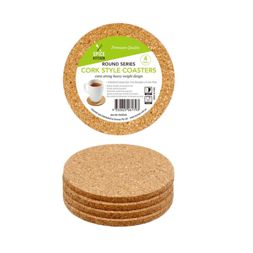 4 x Round Cork Hot Pot Coasters Heat Resistant Pan Pot Protector Drink
