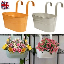 4X Garden Plant Pots Fence Balcony Railing Hanging Planter Basket Flower Holder