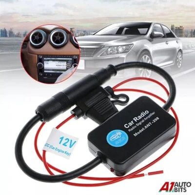 FM AM Signal Amplifier 12V Universal Car Radio Signal Booster Din Aerial Antenna