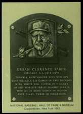 Red Faber Rare 1981-89 Hall of Fame Plaque Metallic Card Chicago White Sox
